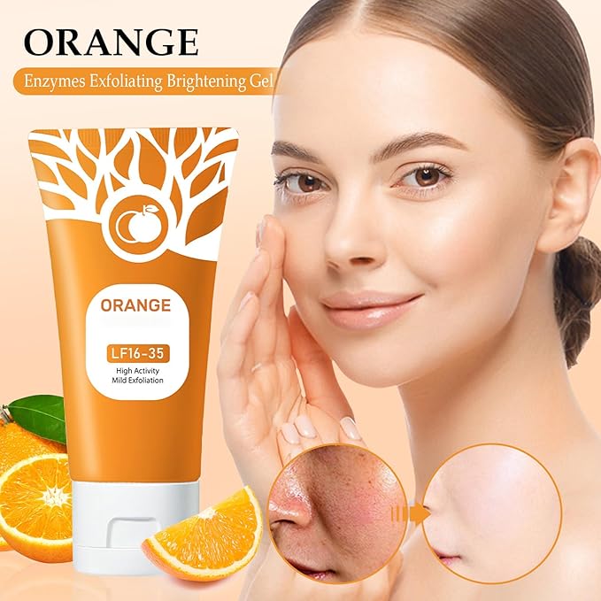 Orange Exfoliating Gel for Face and Body,Deep Pore Orange Peeling Scrub, Cleaning Pores, Remove Blackheads Moisturize Cleansing, Facial Exfoliating Gel for All Types Skin