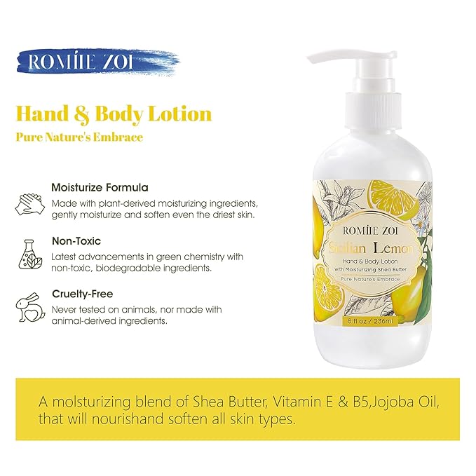 ROMIIE ZOI Daily Hand & Body Lotion with Moisturizing Shea Butter - Sicilian Lemon - 236 ML / 8 FL OZ