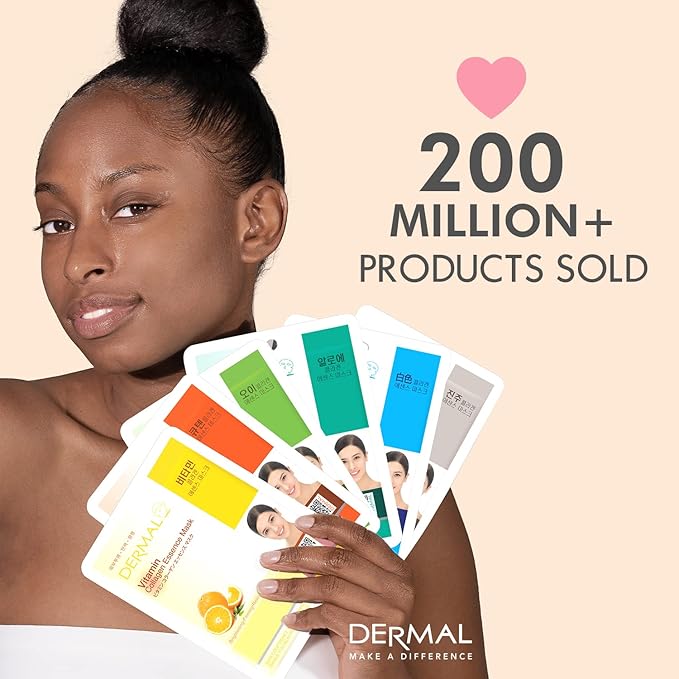 DERMAL Korean Collagen Face Mask 32 Combo Pack A+B Set – Hydrating & Soothing Sheet Mask with Panthenol, Hypoallergenic Calming Moisture Care for All Skin Types