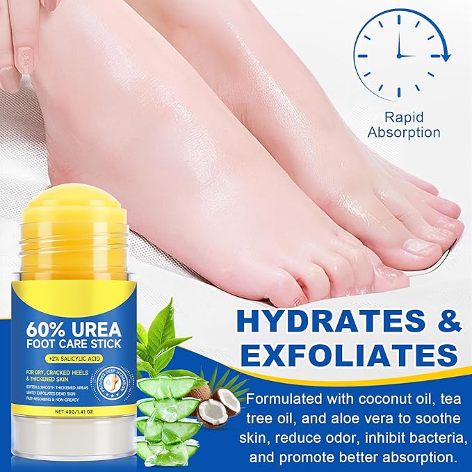 60% Urea Foot Cream, 1.41Fl Oz Foot Cream Maximum Strength Moisturizer for Dry Cracked Heels, Urea Foot Lotion Nourish Cracking Rough Dry Hands/Feet, Feet Callus Remover (2Pack)