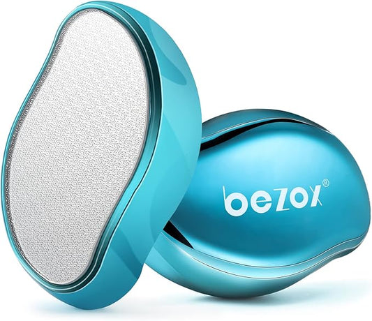 BEZOX Glass Foot File, Foot Scrubber Callus Remover for Wet and Dry Feet, Portable Handheld Sized Foot Scraper for Cracked Heel - Shinning Blue