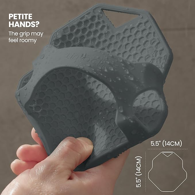 Silicone Shower Scrubber for Body – Exfoliating Loofah Alternative, Silver-Infused & Hygienic, Gentle for Sensitive Skin, Durable & Long-Lasting Body Scrubber for Men - Gray