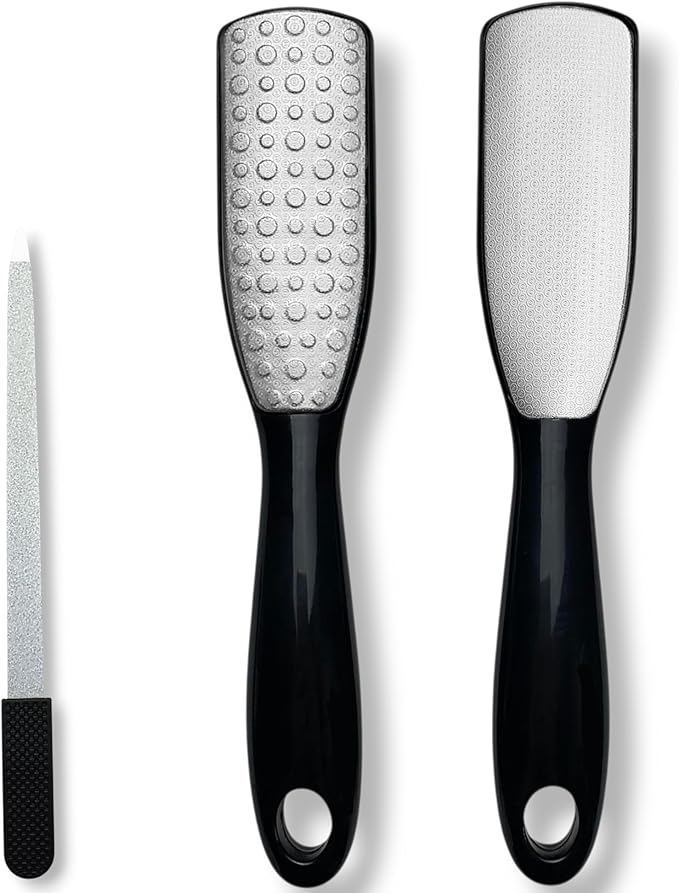 Professional Foot File & Callus Remover 2-in-1 Set –9.6" Foot Rasp with 6.7" Nail File Included–Elite Sapphire Black–Dual-Sided, Durable & Hygienic Pedicure Tool for Smooth, Soft Feet–Wet & Dry Use