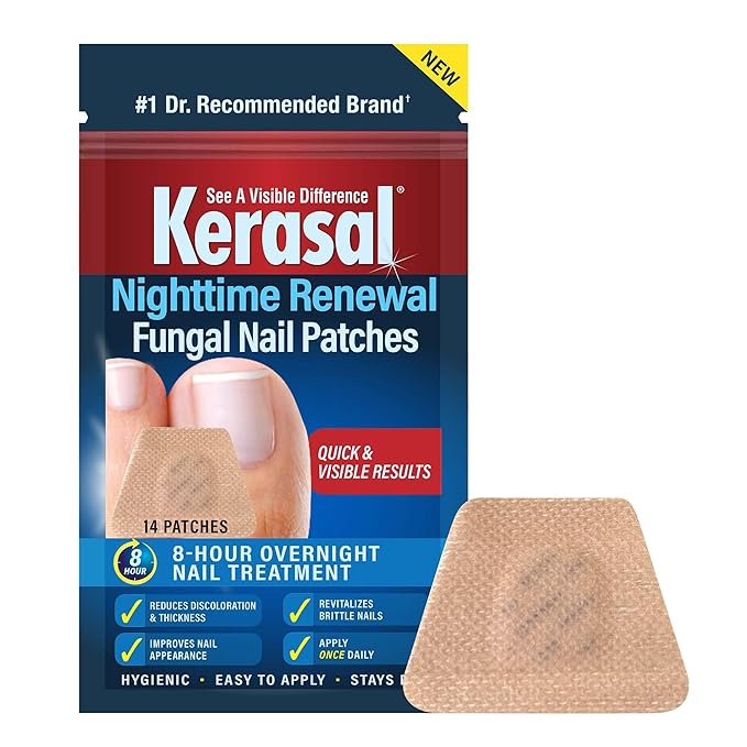 Kerasal Nighttime Renewal Fungal Nail Patches - 14 Patch - Overnight Repair for Nail Fungus Damage, 8-Hour Treatment Restores Healthy Appearance (Packaging May Vary)