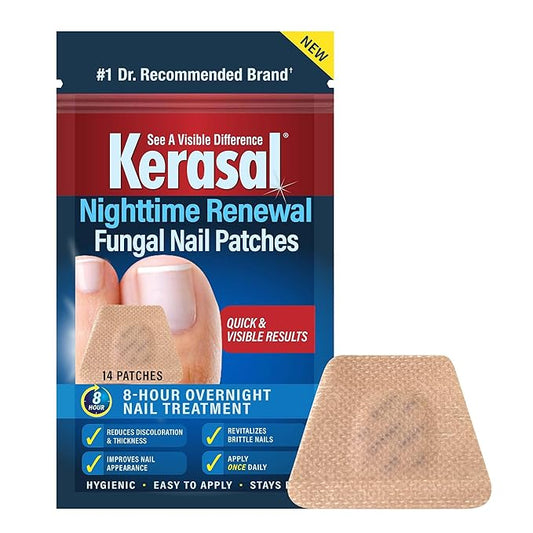Kerasal Nighttime Renewal Fungal Nail Patches - 14 Patch - Overnight Repair for Nail Fungus Damage, 8-Hour Treatment Restores Healthy Appearance (Packaging May Vary)