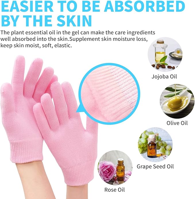 4 PCS Moisturizing Gloves and Socks, Gel Spa Moisturizing Therapy Sock ＆ Glove, Soften Repairing Dry Cracked, Hands Feet Skin Care, Effective in Repair Dry and Chapped Hands and Feet Skin Care(Small)