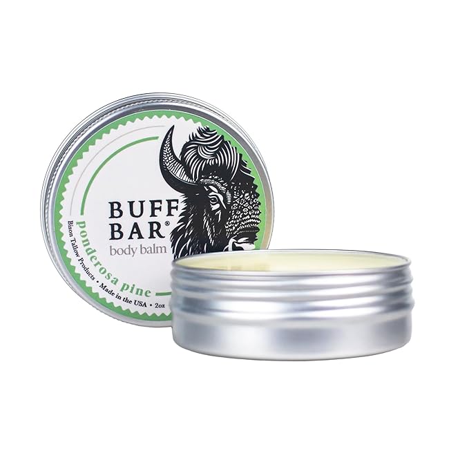 BUFF BAR Pure Bison Tallow Balm, Ponderosa Pine - Scents of Pine, Cypress, & Cedar - All Purpose, Body Butter, Hydrating, Naturally Derived, Replaces Lotion - For Dry, Itchy Skin