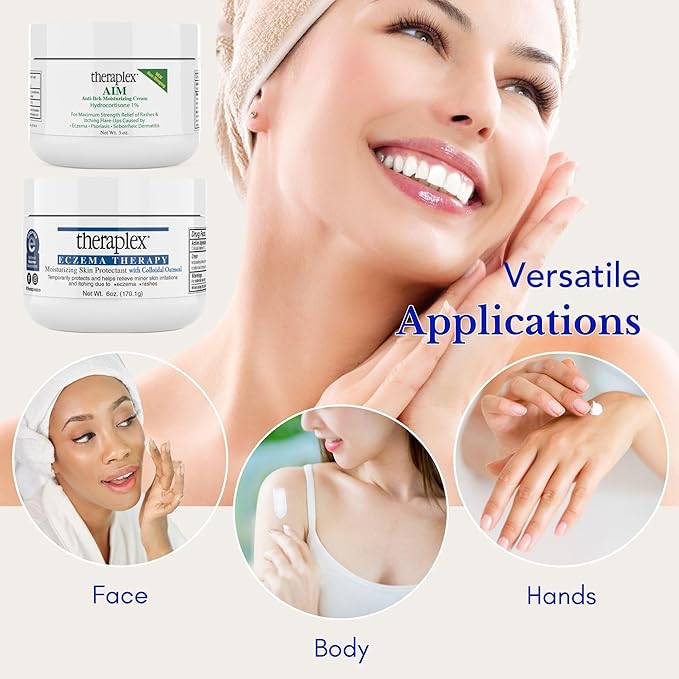 Theraplex Eczema Treatment Bundle - AIM Itching Cream (3 Oz) & Eczema Therapy (6 Oz) for Itch Relief - Strongest Anti Itch Cream & Moisturizer - for Itchy Skin Treatment