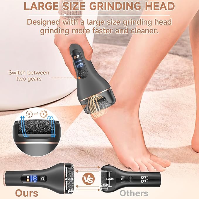 AdamPark Electric Callus Remover for Feet,Rechargeable Foot File Pedicure Kits,Professional Waterproof Pedi Feet Care Tools Wet&Dry Foot Scrubber File for Hard Cracked Dead Skin with Bag