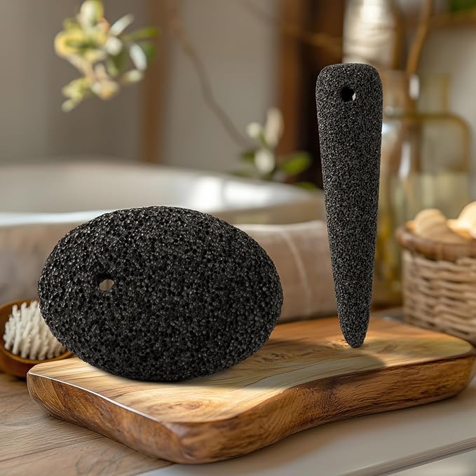 Natural Volcanic Pumice Stone for Feet & Hands. Foot Scrubber for Dead Skin Remover & Deep Cleansing, Cone Shape Stone for Hard-to-Reach Areas Corn Removal, 2 Pcs, Ready-to-Gift Design