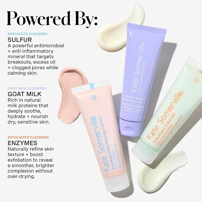 Kate Somerville Pore-fect Skin Edit Travel Kit : ExfoliKate, EradiKate, & Goat Milk Cleanser Holiday Gift Set