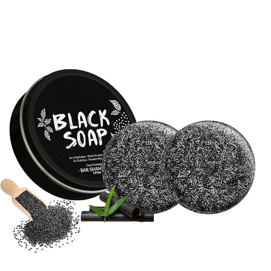 2PCS Gray Hair Reverse Shampoo Bar,Black Soap for Gray Hair,Black Soap for Women and Men
