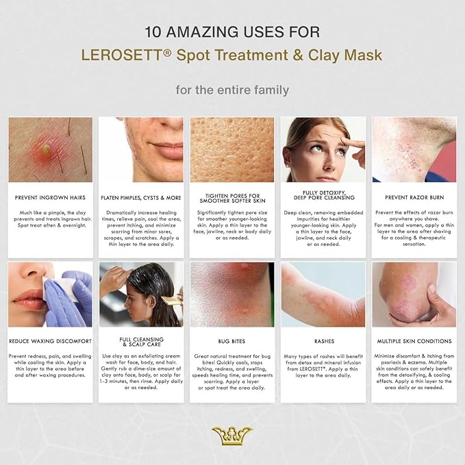LEROSETT Facial Clay Mask for Balanced, Clear-Looking Skin. Helps Refine Pores & Reduce Excess Oil. 100% Natural, Spa-Grade, Made in Sweden Since 1987