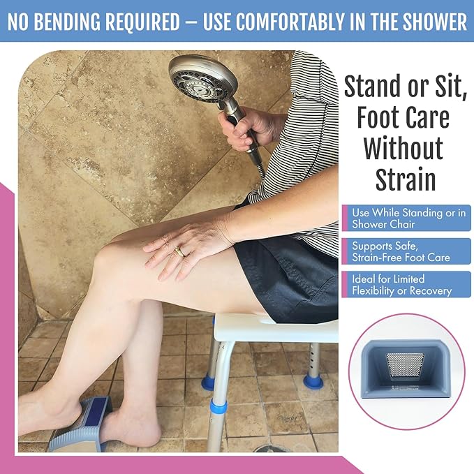 Wonex U.S. Patented 3-in-1 Foot Scrubber – No-Bend Callus Remover, Nano Glass Buffer & Polisher for Smooth Feet – Ideal for Senior Aids, Pregnancy Must-Haves, Back & Knee Surgery Recovery Gift (Grey)