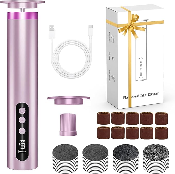 Electric Foot Callus Remover, 2-in-1 Feet Callus Remover, 2600mAh Battery, 9-Speed Adjustable Foot Grinding Tool, Includes 100 Sandpaper Sheets and Grinding Heads,Pedicure Tools for Dead Skin