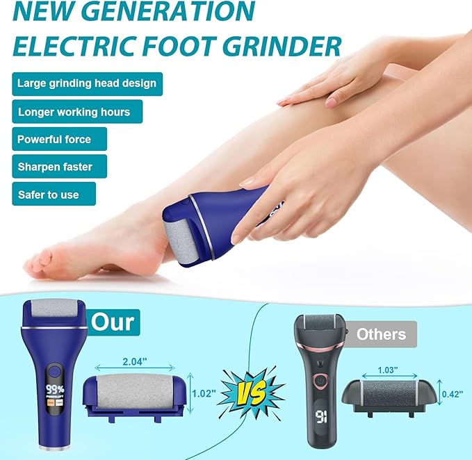 Electric Callus Remover for Feet Rechargeable Portable Electronic Foot File Pedicure Tools 16 in 1 Foot Callus Remover Kit Foot Scrubber to Remove Dead Skin (Blue)