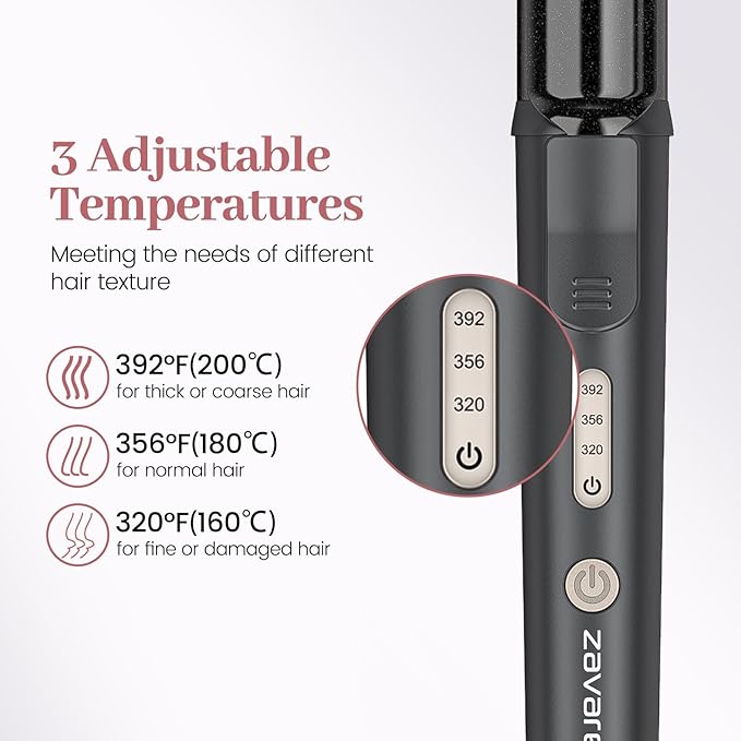 Zavarea Curling Iron for Short Hair, Mini Hair Curler with 1 Inch Ceramic Barrel, 3 Adjustable Temp, Portable Design, Instant Heating, Dual Voltage for Travel, Auto Shut-Off, Includes Storage Bag