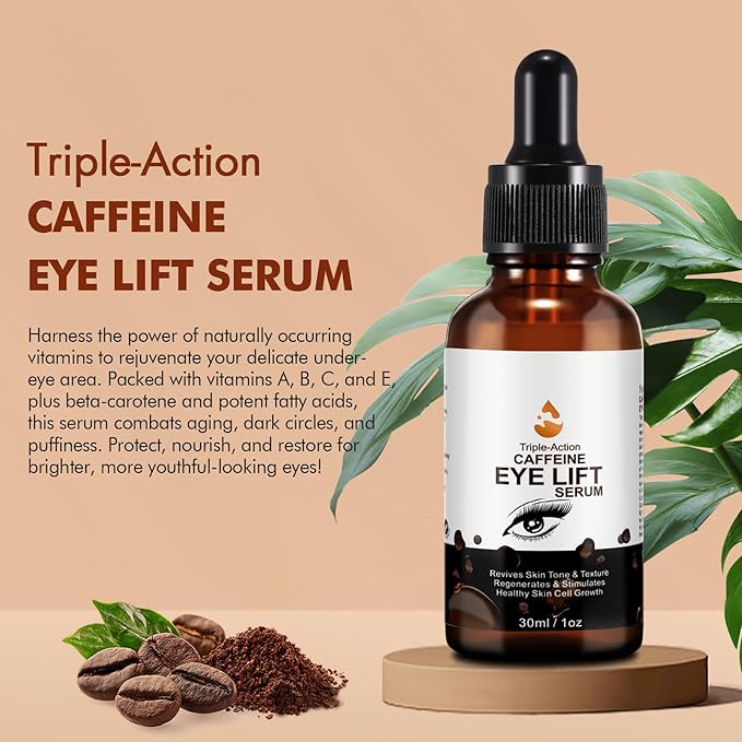 Caffeine Eye Serum + EGCG, Eye Serum for Dark Circles and Puffiness, Under Eye Serum Reduces Puffiness, Dark Circles, Under Eye Bags, Wrinkles and Fine Lines Around The Eyes, Under Eye Serum 30ml