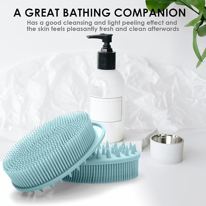 2-in-1 Silicone Face & Body Scrubber Applicator - Dual-Sided Exfoliating Brush & Lotion Spatula for Skincare, Makeup, Shower Bath - Set of 3, Soft Easy-to-Clean, Sensitive Skin for All Ages