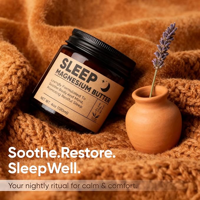 Magnesium Butter for sleep – Magnesium Cream with Arnica & Essential Oils, Shea & Mango Butter for Relaxation – Nighttime MagnesiumLotion for Legs, Arms or Chest(Lavender) (A)