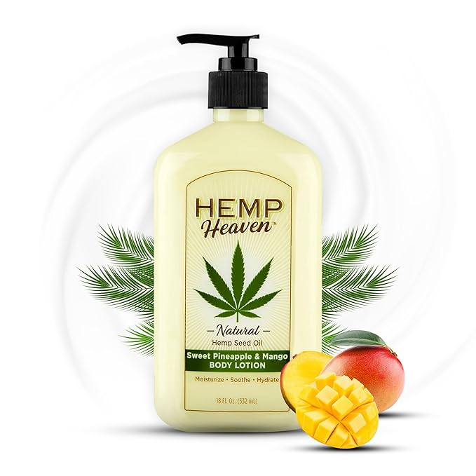 Hemp Heaven Hemp Lotion - Lotion Strawberry Dream with Pineapple & Mango Scent - Natural Hemp Seed Oil, Paraben-Free, 18 oz, Made in USA, Nourishing for Men & Women, EWG Verified, Anti-Aging