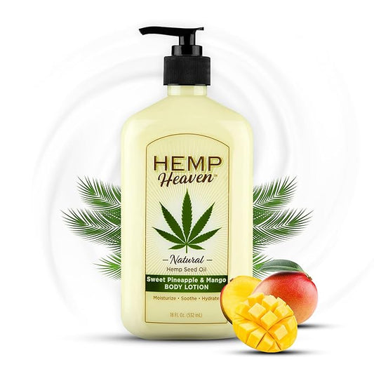 Hemp Heaven Hemp Lotion - Lotion Strawberry Dream with Pineapple & Mango Scent - Natural Hemp Seed Oil, Paraben-Free, 18 oz, Made in USA, Nourishing for Men & Women, EWG Verified, Anti-Aging