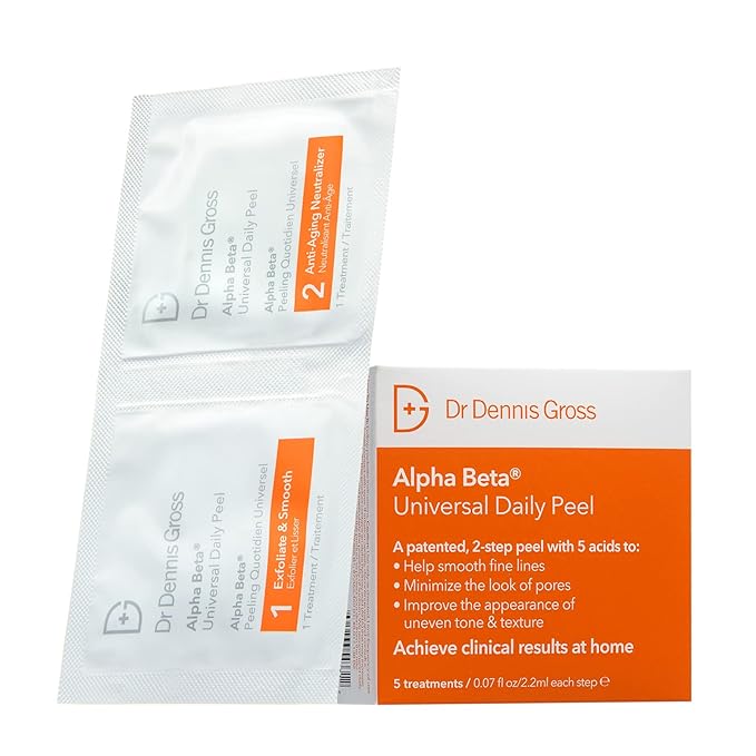 Dr Dennis Gross Alpha Beta Universal Daily Peel: for Uneven Tone or Texture and Fine Lines or Enlarged Pores, (5 Treatments)