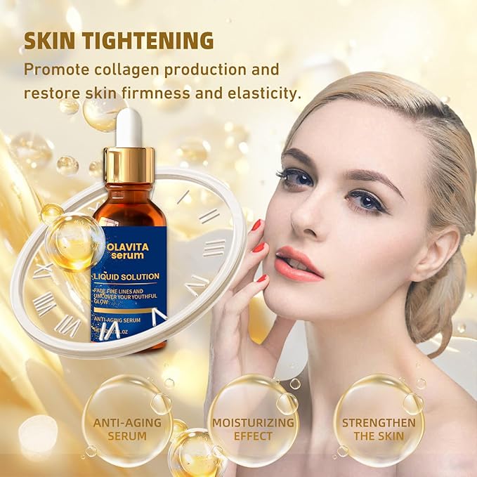 Facial Serum, Olavita Liquid Solution Anti Aging Serum, Vitamin C & E Serum, Promotes Skin Collagen Production, smoothes wrinkles and fine lines (2PCS)