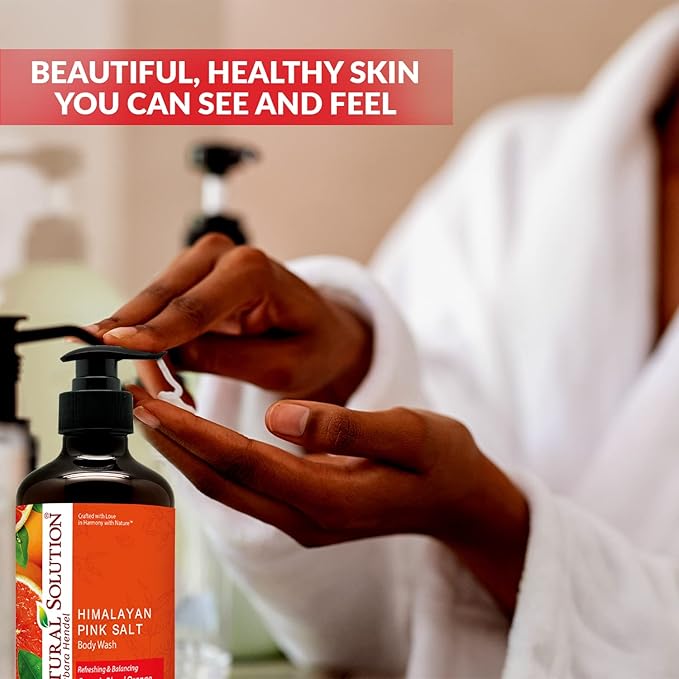 Natural Solution Body Wash, Made with Organic Blood Orange Extracts & Himalayan Pink Salt, Moisturize Skin with Hydrating Shower Gel for Oily Skin – 17 fl oz