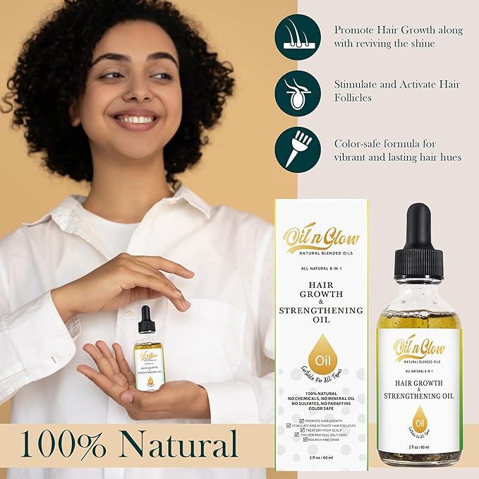 USDA Certified Organic 9 in 1 Natural Hair Growth Serum & Strengthening Oil with Rosemary, Castor, 100% Vegan Jojoba, Coconut, Grape Seed, Ginger & Scalp DHT Blocker Peppermint Oil 2 FL