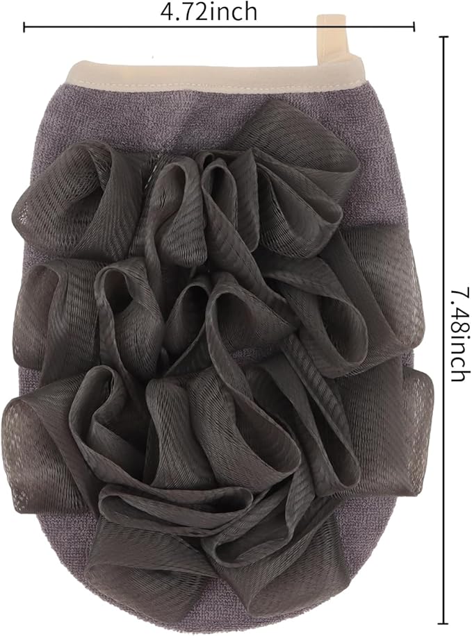 3 Pack Bath Loofah Body Sponge Brushes Loofah Exfoliating Glove Bath Shower Glove with Flower Bath Ball Bath Shower Loofah Sponge for Women and Men (Gray)