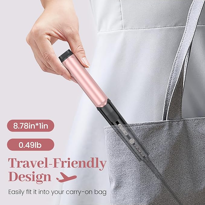 Zavarea Curling Iron for Short Hair, Mini Hair Curler with 1 Inch Ceramic Barrel, 3 Adjustable Temp, Portable Design, Instant Heating, Dual Voltage for Travel, Auto Shut-Off, Includes Storage Bag