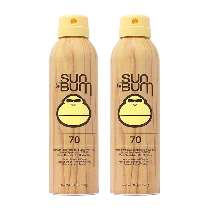 Sun Bum Original SPF 70 Sunscreen Body Spray - Broad Spectrum Moisturizing Sunscreen with Vitamin E - Hawaii 104 Act Compliant (Made without Octinoxate & Oxybenzone) - 6 oz (Pack of 2)
