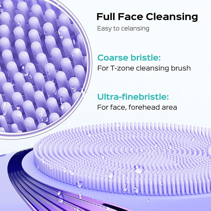 COSLUS Facial Cleansing Brush Face Scrubber: Silicone Waterproof Rechargeable Face Wash Brush, 5 Cleansing Modes, Electric Deep Cleaning for Men & Women, Removing Blackhead, Exfoliating, Massaging