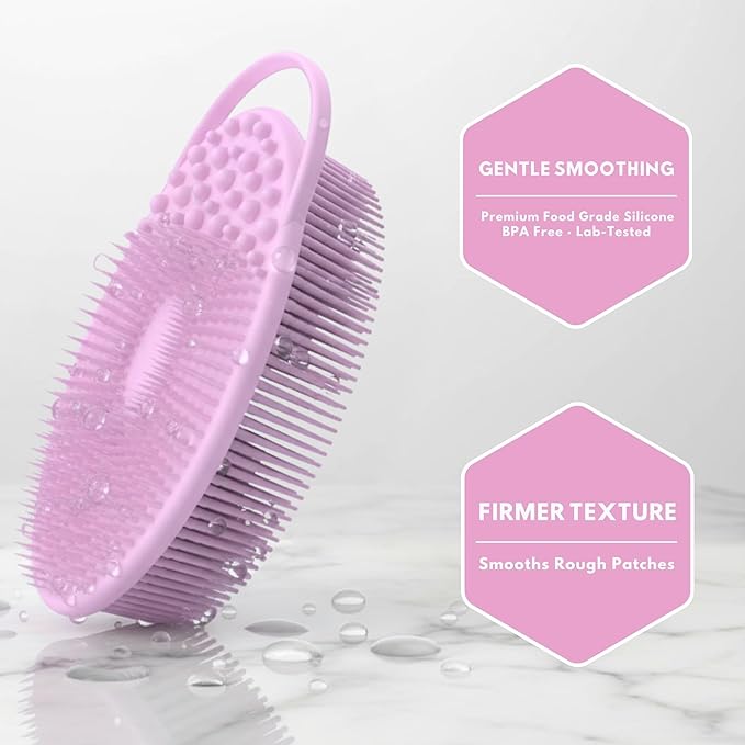 Exfoliating Body Scrubber Silicone - Textured Back Scrubber Shower Brush - Avilana Bath Loofah Alternative Dual Sided - Gentle Smoothing Body Wash Tool Rough Skin - Gift Women Men