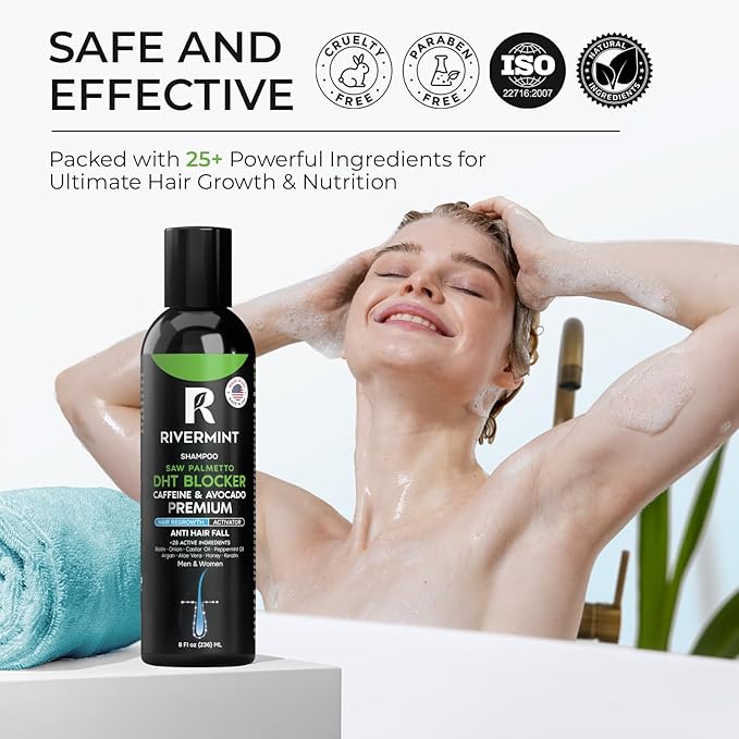Premium Hair Strengthening Shampoo Castor Oil, Biotin, Avocado Oil, Caffeine, Saw Palmetto, Onion, and Redensyl Hair Regrowth & Thickening Support Sulfate-Free, Paraben-Free, for Men & Women