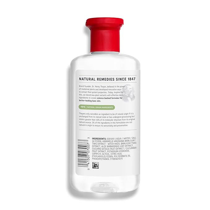THAYERS Alcohol-Free, Hydrating Cucumber Witch Hazel Facial Toner with Aloe Vera Formula, Vegan, Dermatologist Tested and Recommended, 12 Oz (Packaging May Vary)