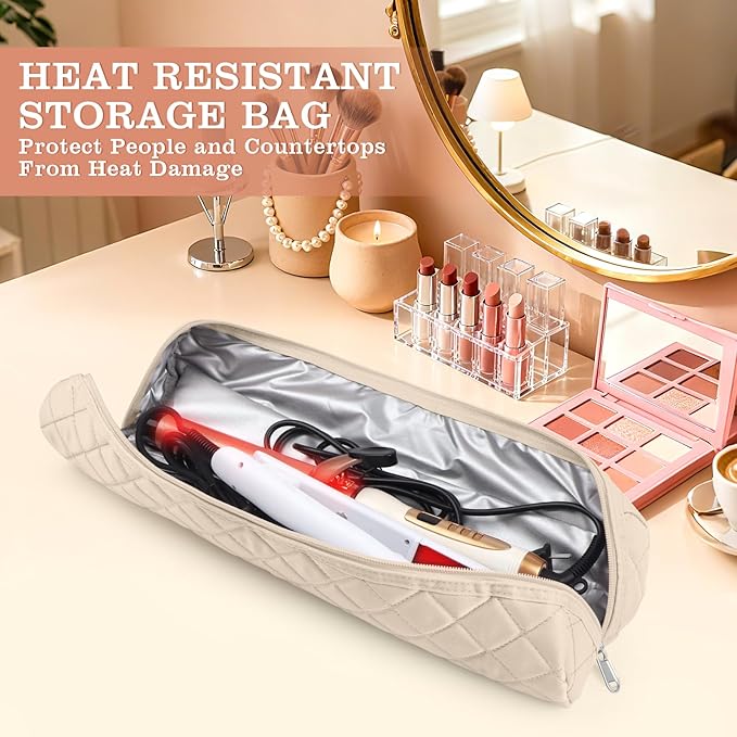 Large Hot Hair Tools Organizer Bag Portable Travel Heat Resistant Storage Case Pouch for Curling Irons, Flat Irons, Hair Straighteners and Styling Tools(17.7" x 3.9")