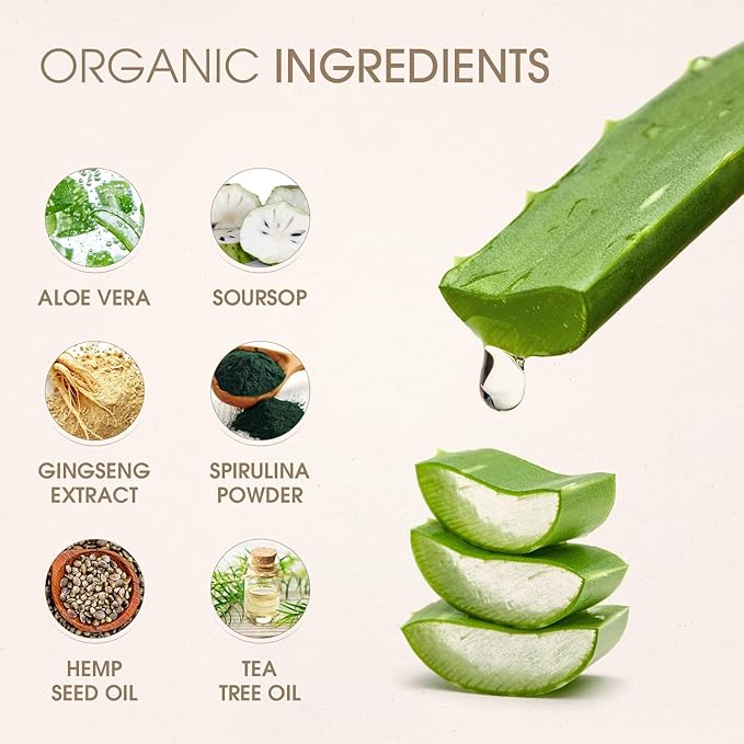 Soursop and Aloe Vera Moisturizing Cream - Ultra Hydrating Face Moisturizer and Body Lotion for Women & Men - Fragrance-Free Organic Lotion for sensitive skin with Hemp Oil, Tea Tree, Green Tea, 5 oz