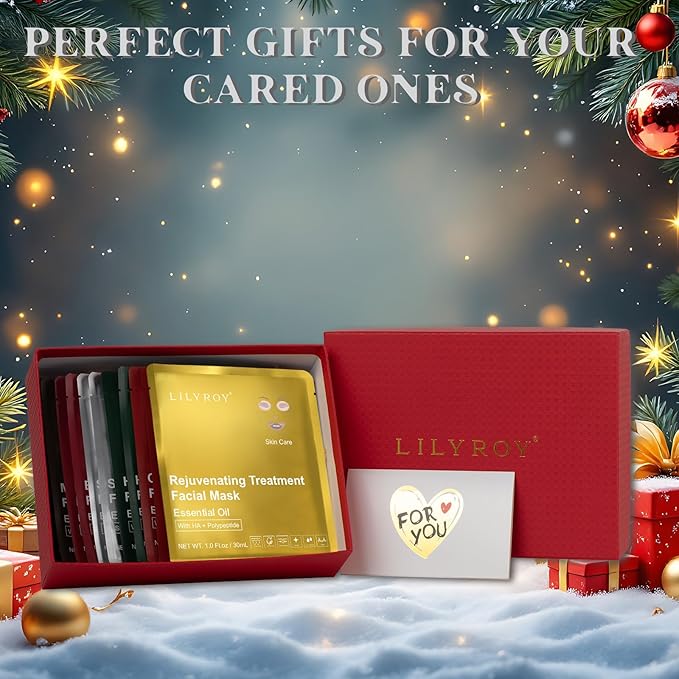 Christmas Gifts for Women and Men - 12 Packs Face Mask Set with Luxury Gift Box - Facial Mask Kit, Bath and Body Gift Set for Women | Perfect Gifts for Valentine's, Birthday, Mothers Day Gifts for Mom