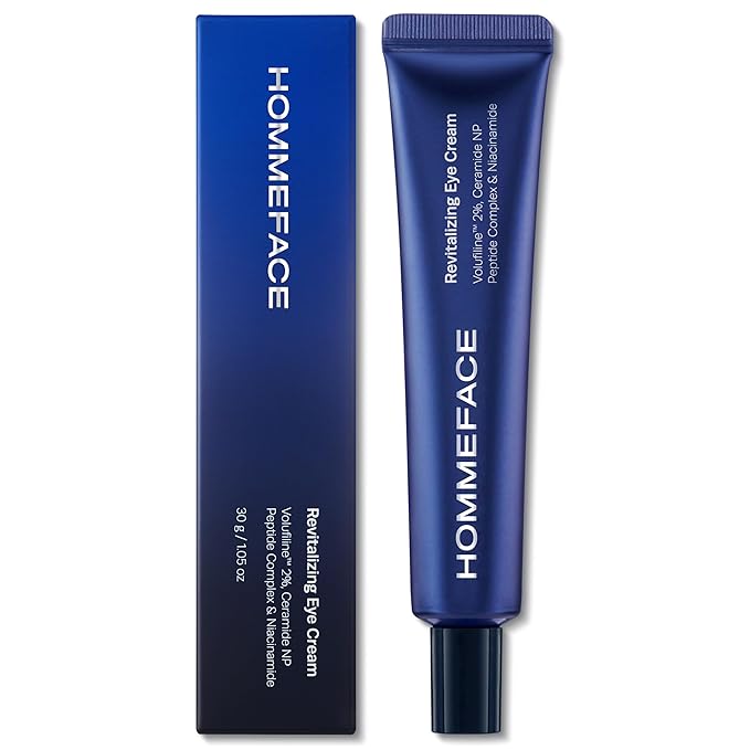 HommeFace Men’s Revitalizing Eye Cream - Anti-Wrinkle Korean Skincare Technology with Volufiline, Ceramide, Hyaluronic Acid, Peptides & Collagen, 1.05 oz