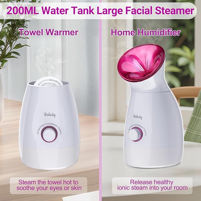 Facial Steamer Large 3-in-1, Towel Warmer & Humidifier Mode, Nano-Ionic Face Steamer with Skin Care Tools, Facial Pores Deep Cleaning, Warm Mist Home Sauna Spa for Women, Birthday Gifts