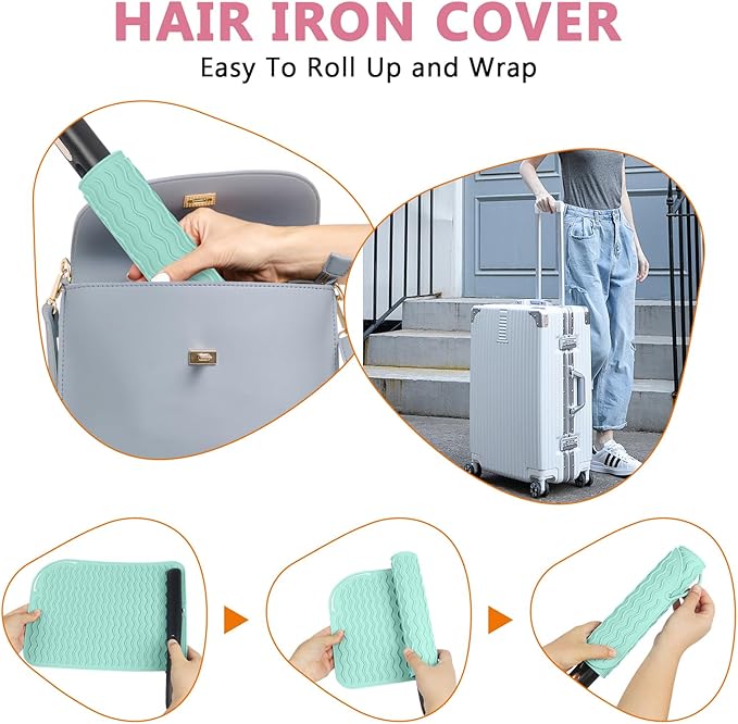 Larger Size Silicone Heat Resistant Mat for Curling Irons, Flat Irons, Hair Straightener and Other Hair Styling Tools, Portable Hot Tools Pad Cover for Travel Vanity Salon(12.0" x 9.0")