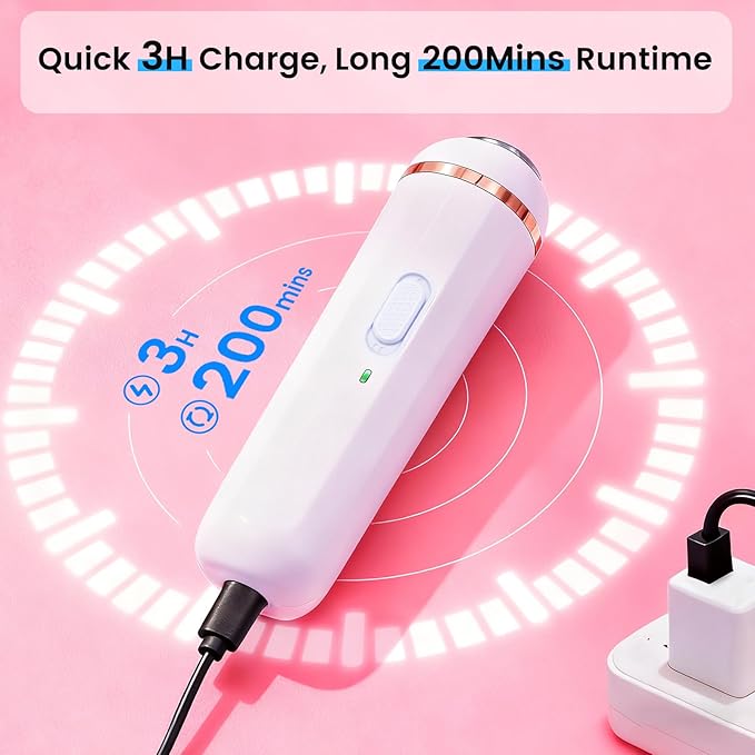 Wireless Electric Foot File - Callus Remover Tool for Feet, Rechargeable Pedicure Tool with 3 Replaceable Grinding Heads, Professional Adjustable Speed Foot Files for Dead Skin, Cracked Heels (White)