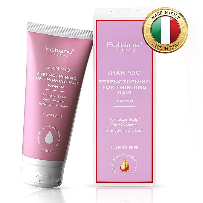 Foltene Strengthening Shampoo for Women – Reduces Thinning, Boosts Volume, and Enhances Hair Health – Silicone & Sulfate-Free Hair Thickening Shampoo for Fuller Strands (6.76 fl. oz.)