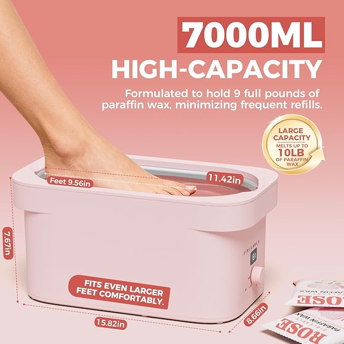 7000ml Paraffin Wax Machine for Hands and Feet, Hand Wax Paraffin Machine Bath with 4.4 lbs Paraffin Wax Refills for Hands, Feet, Elbows & Body to Relieve Stiff Muscles & Joints