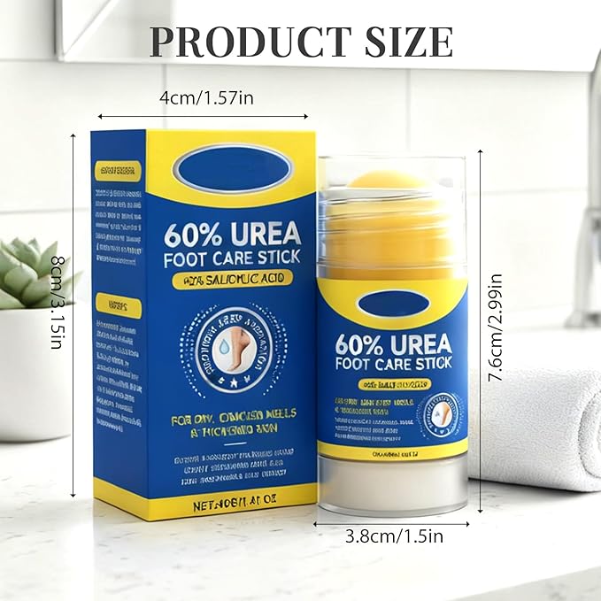 Urea Foot Care Stick 60% Urea with 2% Salicylic Acid, 2025 Upgraded Foot Cream for Dry Cracked Feet, Knees, Elbows, Hands, Foot Lotion Heel Stick for Men Women (Coconut and aloe vera)
