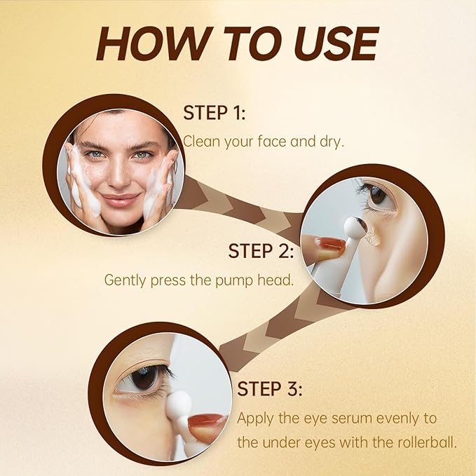 Under Eye Brightener Serum Roller - Retinal & Caffeine Eye Cream for Puffy Eyes, Dark Circles, Wrinkles, Puffiness, with 360° Cooling Depuffing Ball, Travel Toiletries Essentials (15ml/0.51fl oz)