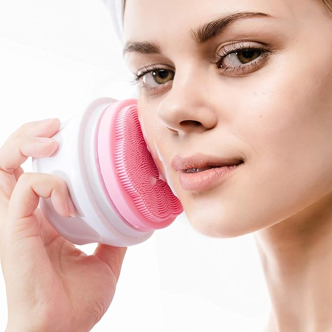 SoulBay Electric Body Brush with 5 Attachments: Rechargeable Back Brush IPX7 Long Handle Exfoliating Spin Scrubber for Shower Bathing Cleansing Wash Deep Cleaning