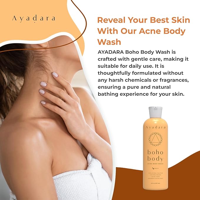 Boho Body Acne Body Wash, 8oz, Back Acne, Body Wash With Hydrating Aloe Vera that Hydrates Skin, Wash for Sensitive Skin Men and Women, 50+ Uses